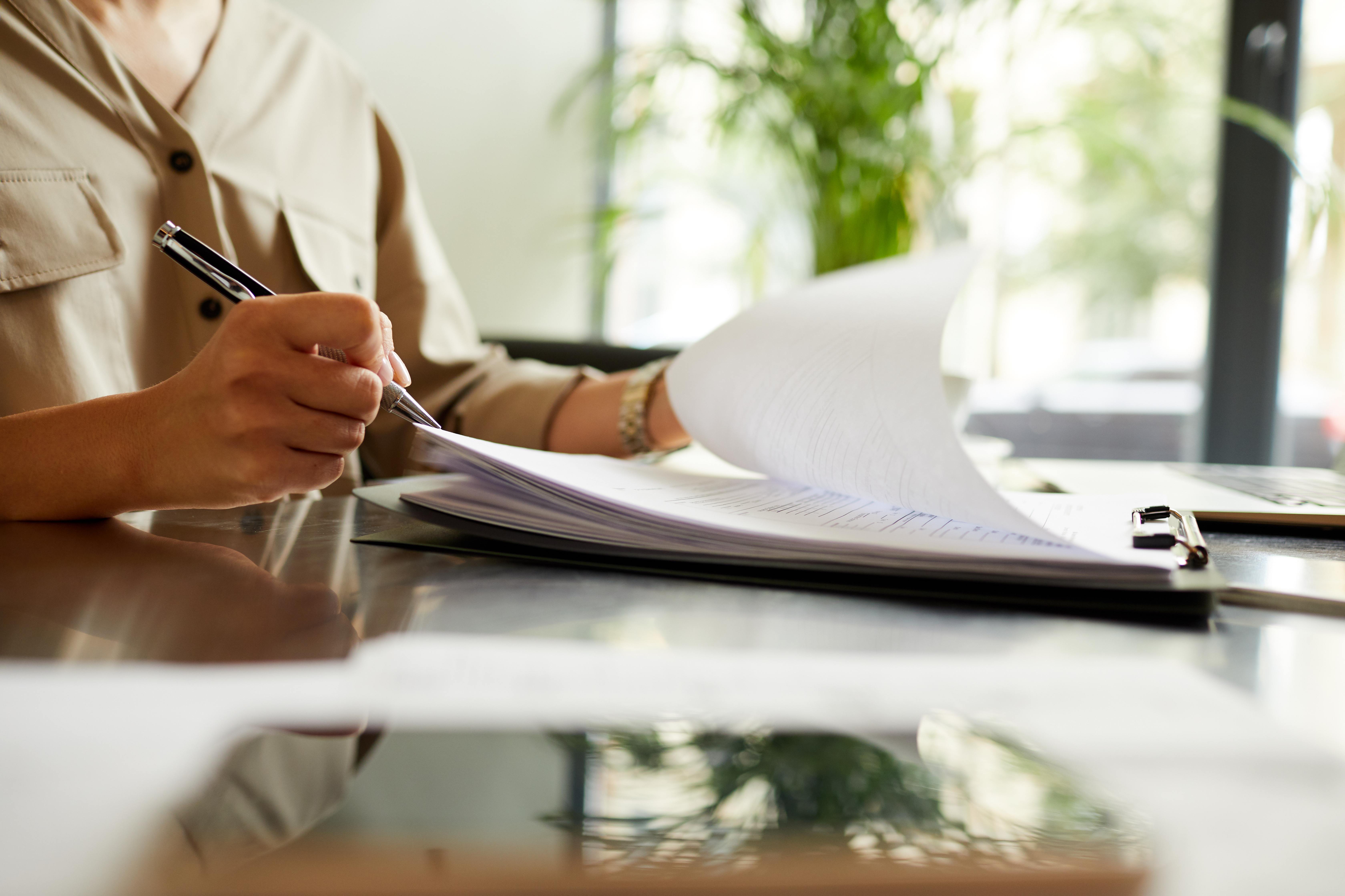 Woman doing paper work